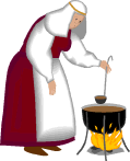peasant woman stirring pot
